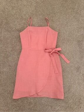 Altar'd State Coral Pink Wrap Mini Dress with Tie